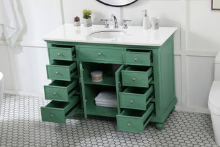 48 inch Single Bathroom vanity in vintage mint with ivory white engineered marble