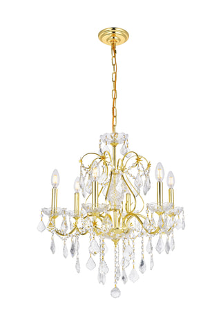 St. Francis 6 light Gold Chandelier Clear Royal Cut Crystal