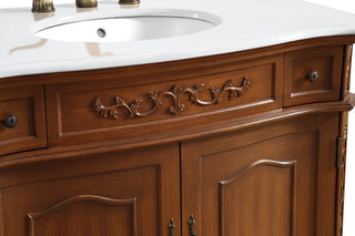 36 inch Single Bathroom vanity in Brown with ivory white engineered marble