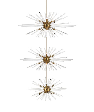 Sienna 46 inch three tiers crystal starburst chandelier in satin gold