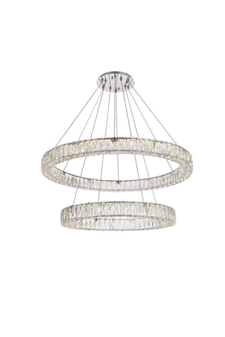 Monroe 36 inch LED double ring chandelier in chrome