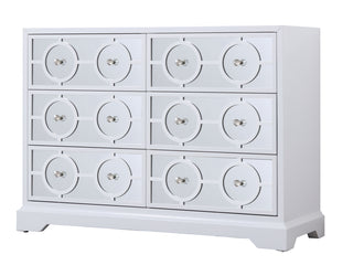 48 in. mirrored six drawer cabinet in white