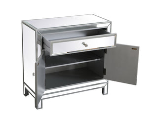 29 in. mirrored cabinet in antique silver