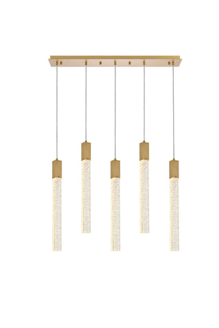 Weston 5 lights pendant in satin gold