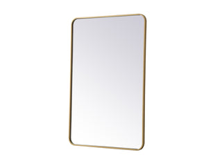 Soft corner metal rectangular mirror 28x42 inch in Brass