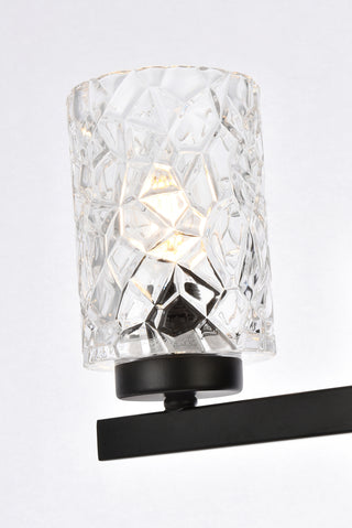 Cassie 4 lights bath sconce in black with clear shade