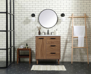 30 inch Single bathroom vanity in walnut brown