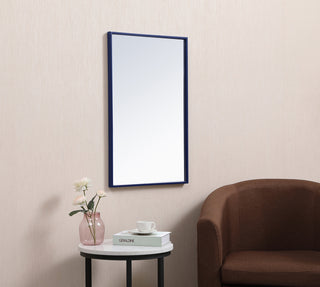 Metal frame rectangle mirror 18x28 inch in blue