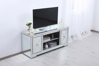 60 in. mirrored TV stand in antique silver
