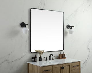 Soft corner metal square mirror 42x42 inch in Black