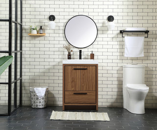 24 inch Single bathroom vanity in walnut brown