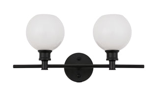 Collier 2 light Black and Frosted white glass Wall sconce