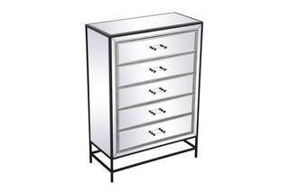34 inch mirrored 5 drawers chest in black