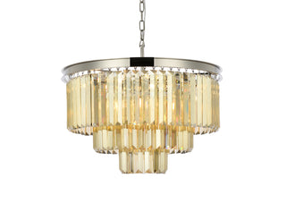 Sydney 9 light polished nickel Chandelier Golden Teak (Smoky) Royal Cut Crystal