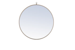 Metal frame Round Mirror with decorative hook 28 inch Silver finish