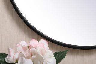 Metal frame round mirror with decorative hook 18 inch in Black