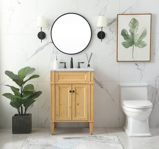 24 inch Single bathroom vanity in natural wood