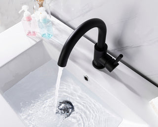 Louis Single Hole Single Handle Bathroom Faucet in Matte Black