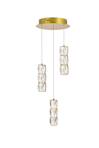 Polaris LED light Gold Pendant Clear Crystal