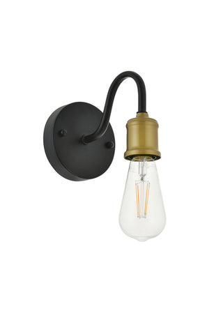 Serif 1 light brass and black Wall Sconce