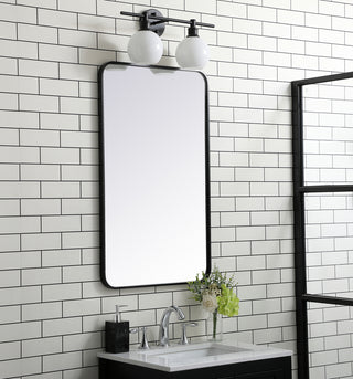 Soft corner metal rectangular mirror 22x36 inch in Black