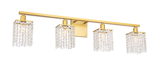 Phineas 4 light Brass and Clear Crystals wall sconce