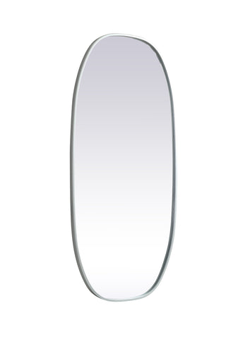 Metal Frame Oval Mirror 24x48 Inch in Silver