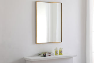 Metal frame Rectangle Mirror 24 inch Brass finish