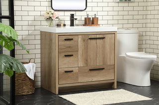 36 inch Single bathroom vanity in natural oak