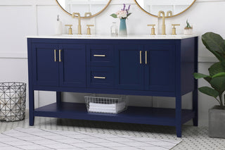 60 inch Double Bathroom Vanity in Blue