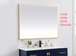 Pier 36x48 inch LED mirror with adjustable color temperature 3000K/4200K/6400K in brass