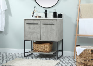 30 inch Single bathroom vanity in concrete grey with backsplash