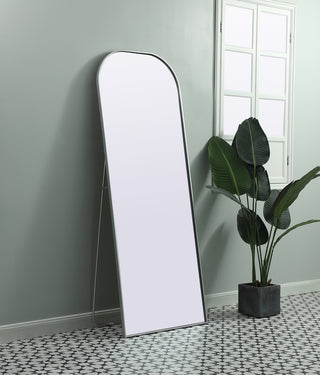 Metal Frame Arch Full Length Mirror 28x74 Inch in Silver