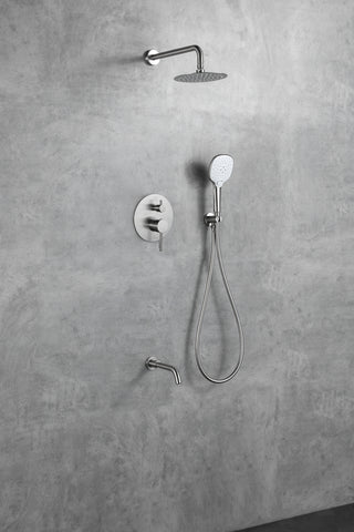 George Complete Shower and Tub Faucet with Rough-in Valve in Brushed Nickel