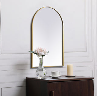 Metal Frame Arch Mirror 24x36 Inch in Brass