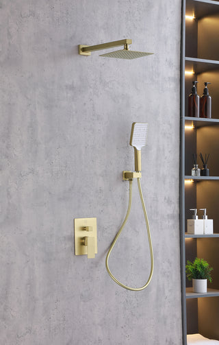 Petar Complete Shower Faucet System with Rough-in Valve in Brushed Gold