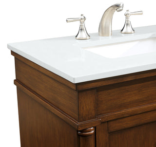 30 inch Single Bathroom vanity in Walnut with ivory white engineered marble