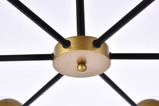 Briggs 30 inch pendant in black and brass with clear shade