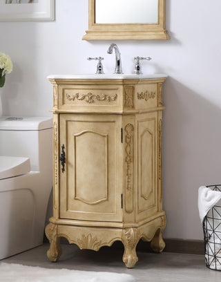 24 inch Single Bathroom vanity in Antique Beige with ivory white engineered marble