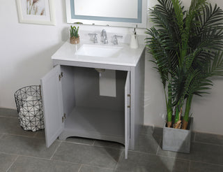 30 inch Single Bathroom Vanity in Grey with Backsplash