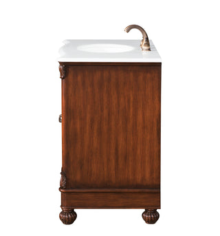 36 inch Single Bathroom vanity in brown with ivory white engineered marble