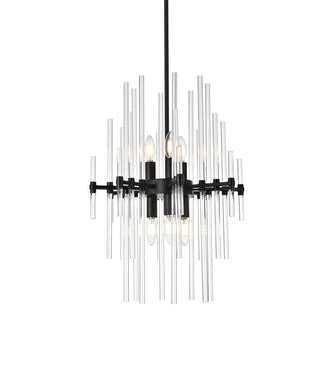 Sienna 17 inch crystal rod pendant in black