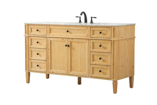 60 inch Single bathroom vanity in natural wood