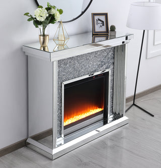 47.5 in. Crystal mirrored mantle with crystal insert fireplace