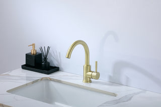 Louis Single Hole Single Handle Bathroom Faucet in Brushed Gold