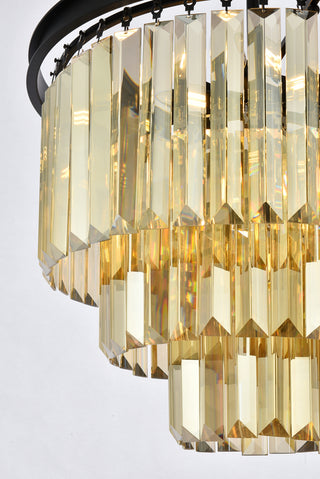 Sydney 9 light Matte Black Chandelier Golden Teak (Smoky) Royal Cut Crystal