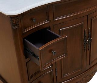 48 inch Single Bathroom vanity in Teak Color with ivory white engineered marble