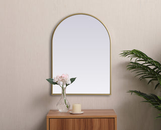 Metal Frame Arch Mirror 22x30 Inch in Brass