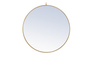 Metal frame Round Mirror with decorative hook 42 inch Brass finish