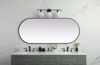 Metal Frame Oval Mirror 30x72 Inch in Black